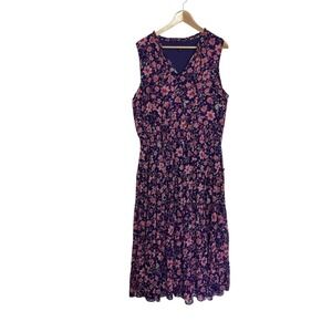 Sam And Jess Size 2X Purple Floral Smocked Waist Tiered Maxi Dress Boho Gypsy